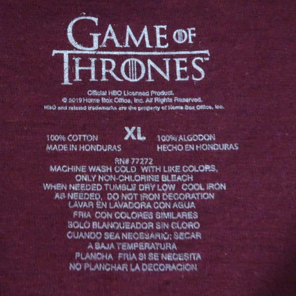 Game of Thrones House Lannister Burgundy Tee XL - Picture 4 of 4